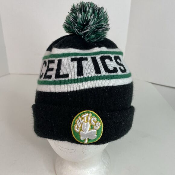 Boston Celtics Beanie Winter Hat With Pom, Green/Black, New Era, Cuffed, Logo - Picture 1 of 10